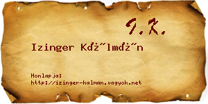 Izinger Kálmán névjegykártya