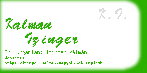 kalman izinger business card